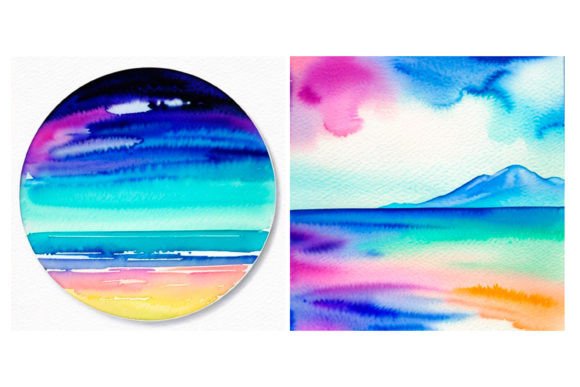 2 Watercolor Painting Landscape