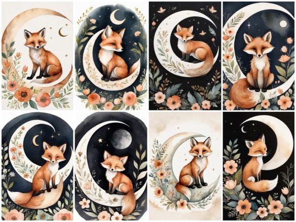 32 Images Floral Cute Fox Watercolor: A Whimsical Design Asset for Creative Projects