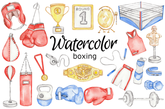 Boxing Watercolor Clipart: Art That Packs a Punch