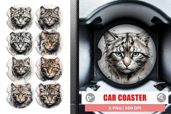 Car Coaster Cat Watercolor Ink: A Playful Fusion of Handcrafted Charm