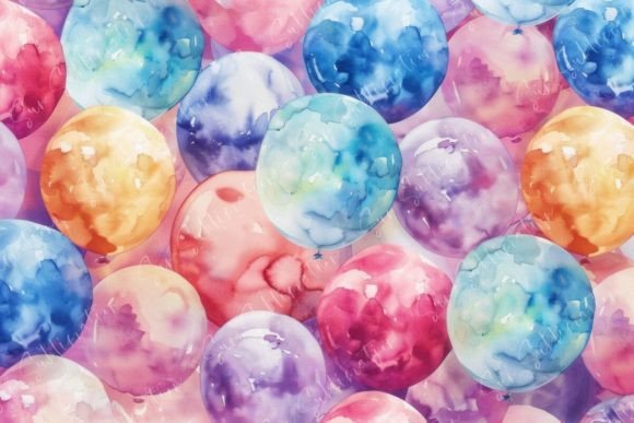 Colorful Watercolor Balloons: Playful Typography for Creative Projects