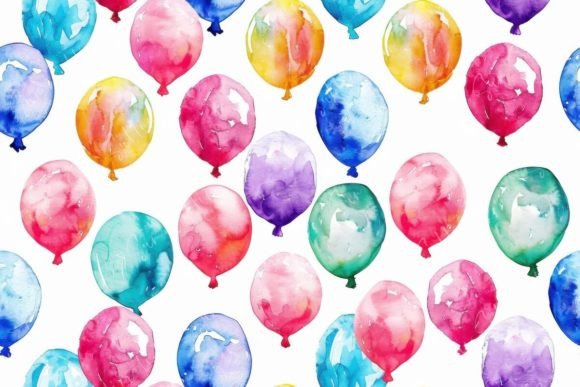 Colorful Watercolor Balloons Seamless for Creative Projects