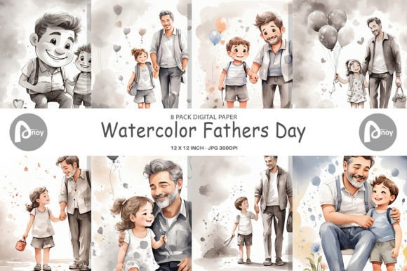 Digital Paper Father's Day Watercolor: A Handcrafted Font with Warmth and Character