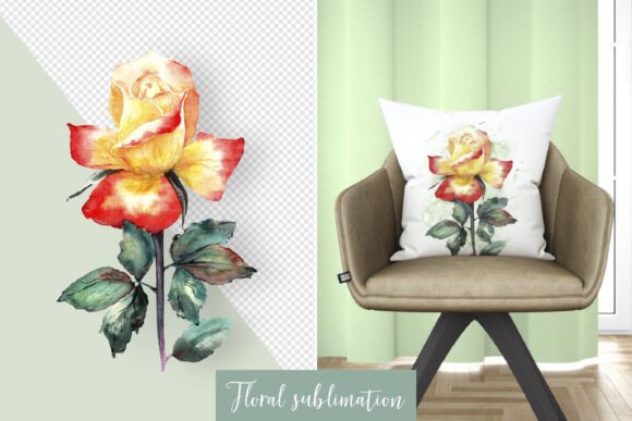Floral Sublimation Rose Watercolor