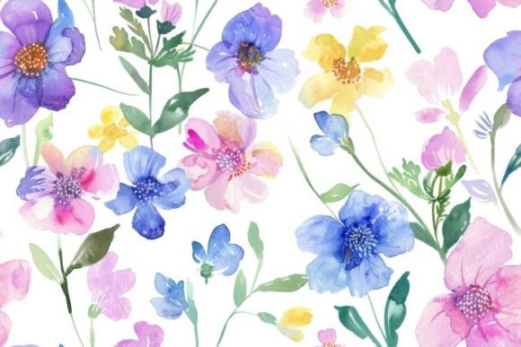 Floral Watercolor Seamless Pattern for Branding and Design