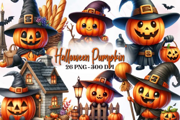 Halloween Pumpkin Watercolor Clipart