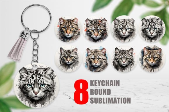 Keychain Cat Watercolor Ink: Artistic Typeface