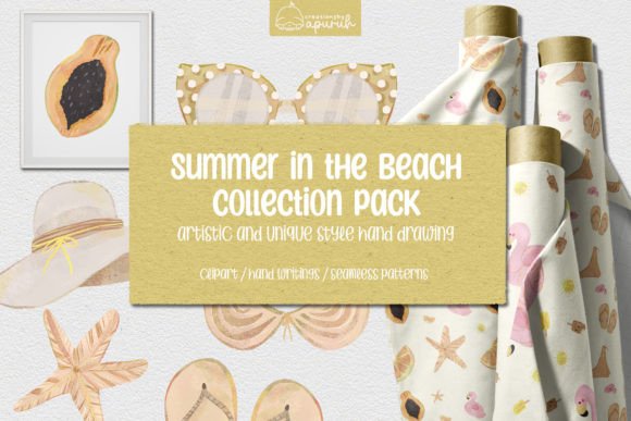 Summer Beach Watercolor Clipart Pattern