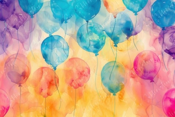 Vibrant Balloon Watercolor Font for Creative Branding and Design Projects