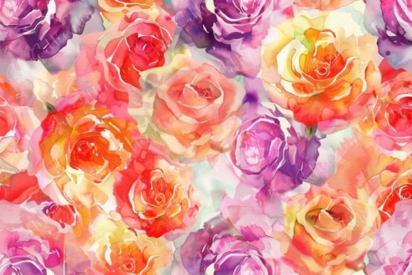 Vibrant Watercolor Roses for Design Projects