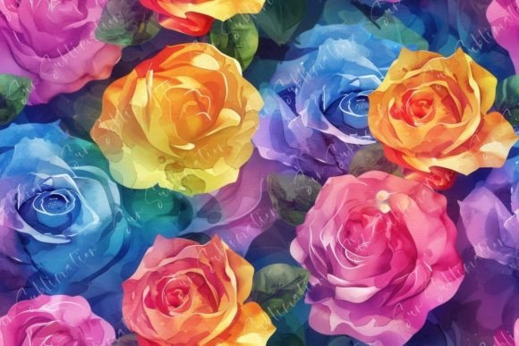 Vibrant Watercolor Roses Seamless Pattern for Designers