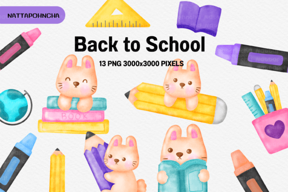 Watercolor Back to School Clip Art for Creative Projects