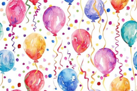 Watercolor Balloon Party Seamless: A Whimsical Display Font with Purpose