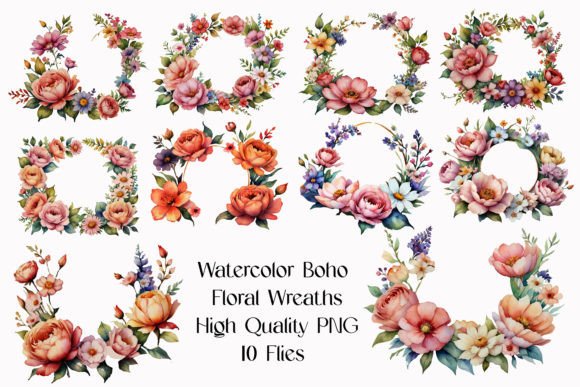 Watercolor Boho Floral Wreath Clipart: A Design Asset Worth Using