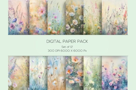 Watercolor Delicate Floral Paper Set for Thoughtful Design