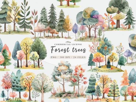 Watercolor Forest Clipart for Creative Projects
