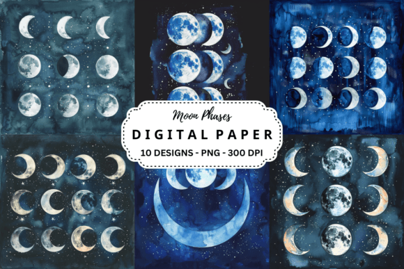 Watercolor Moon Phases Background: A Creative Typeface for Modern Branding
