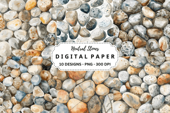 Watercolor Neutral Stones Background in Modern Design