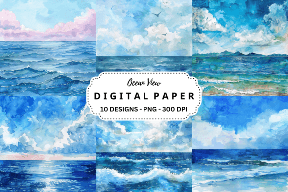 Watercolor Ocean View Background for Modern Design