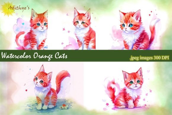 Watercolor Orange Cats: A Playful Display Font