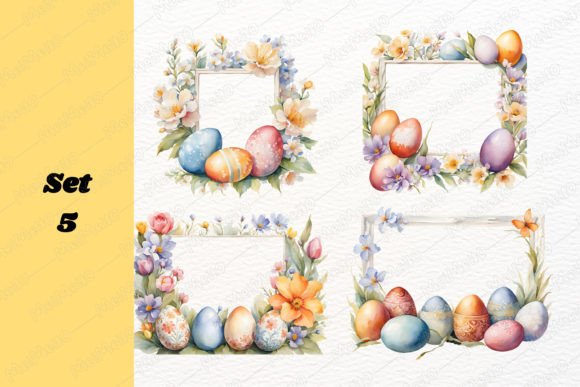 Watercolor Pastel Easter Frame Border