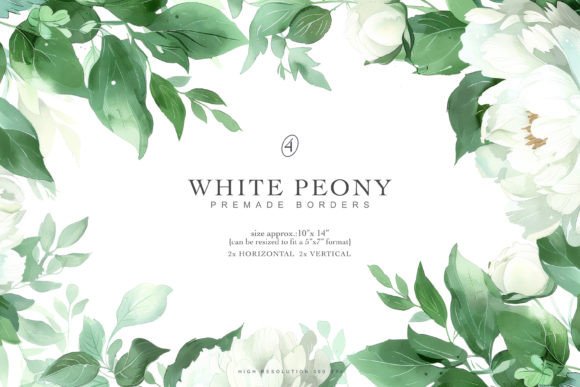 Watercolor Peony Premade Frames