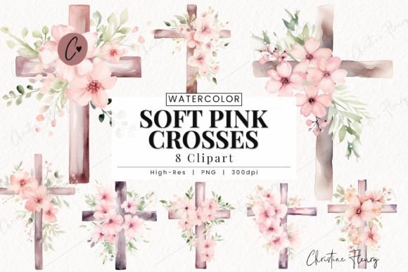 Watercolor Soft Pink Crosses Clipart: A Creative Asset Guide