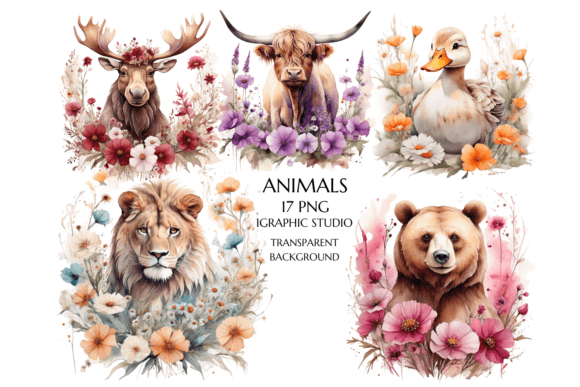 Watercolor Spring: Elevating Design with Floral Animal Clipart