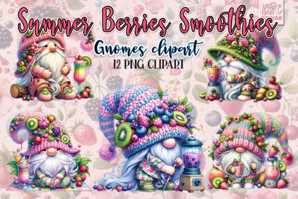 Watercolor Summer Berries Smoothie Gnome: A Designer’s Playful Asset