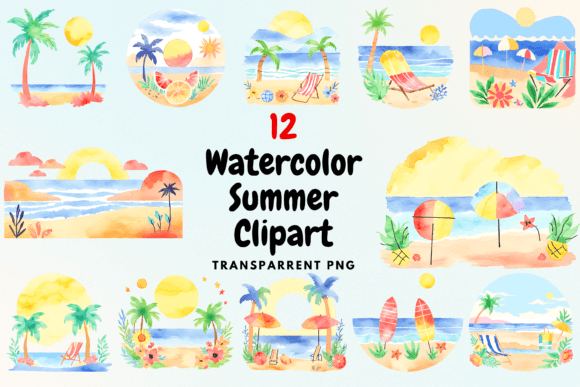 Watercolor Summer Clipart Sublimation: A Designer's Toolkit for Warm-Weather Branding