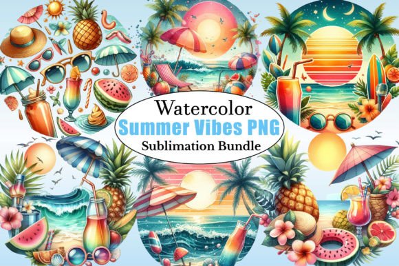 Watercolor Summer Vibes PNG Clipart
