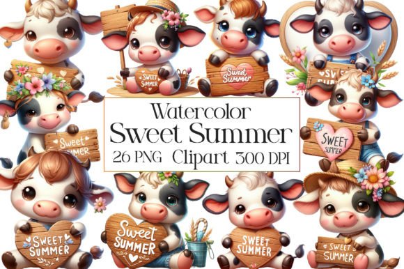 Watercolor Sweet Summer Clipart: Design with Seasonal Charm