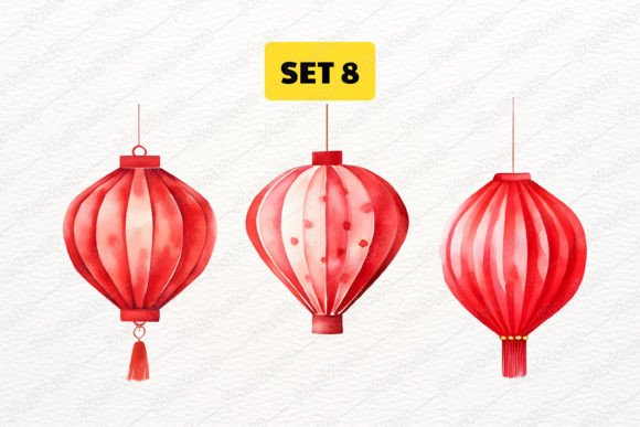 Watercolor Traditional Red Asia Lanterns: A Display Font with Cultural Depth