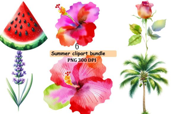 Watercolor Tropical Flowers PNG Clipart