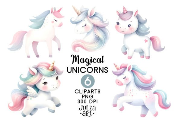 Watercolor Unicorn Clipart for Modern Branding and Design