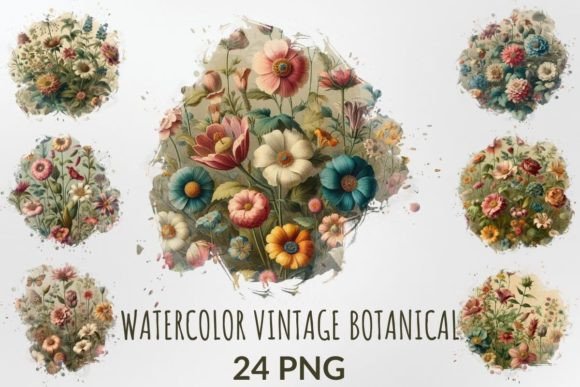 Watercolor Vintage Botanical Sublimation