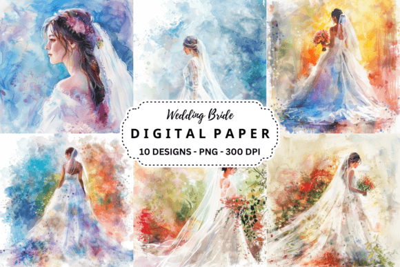 Watercolor Wedding Bride Background