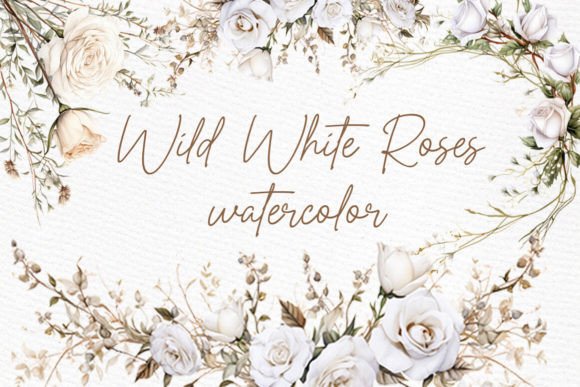 White Roses Clipart Watercolor Roses: Gentle Elegance for Modern Design