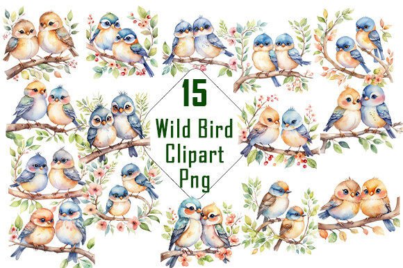 Wild Bird Watercolor Clipart Bundle